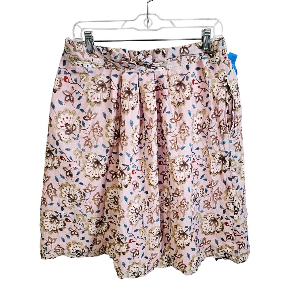 Bella Bird Size L Midi Skirt Pink Multifloral Cottagecore Prairie Modest Boho